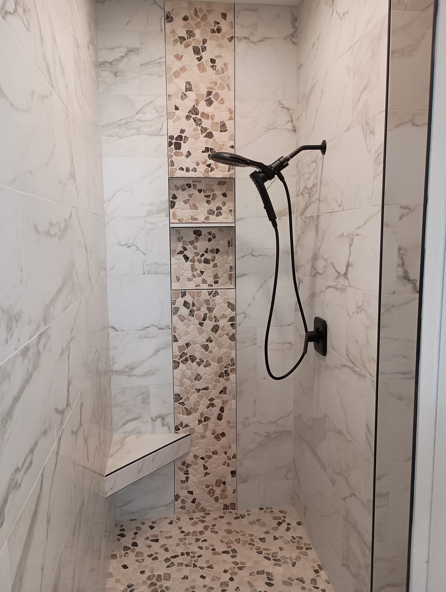 walk in tile shower